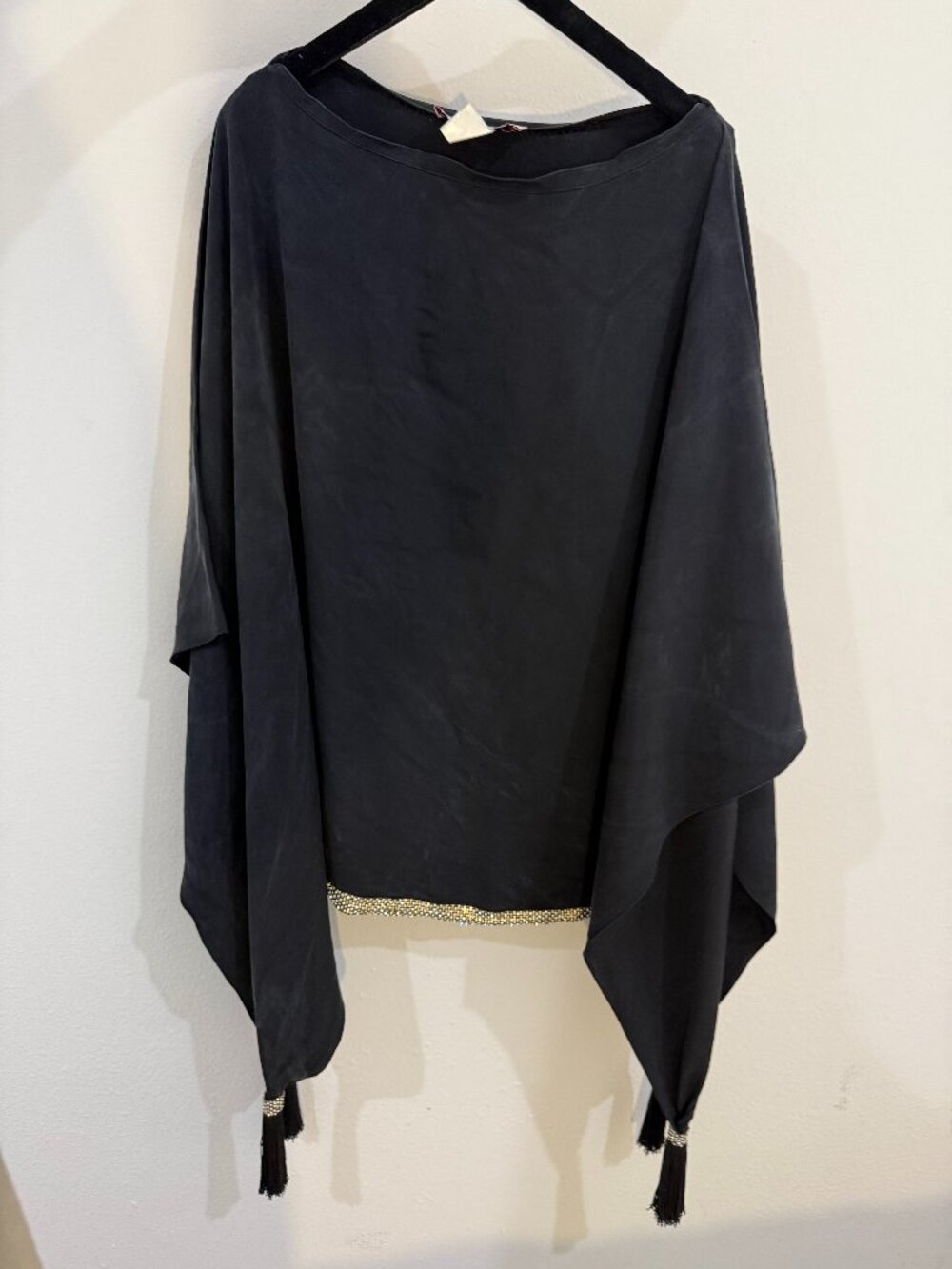 Pierre Cardin Pour Paul Joe Black Rhinestone Fringe Mini Dress 2008